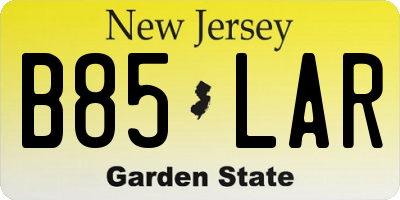 NJ license plate B85LAR