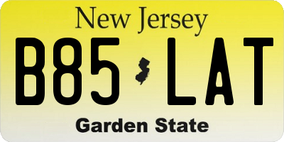 NJ license plate B85LAT