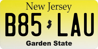 NJ license plate B85LAU