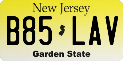 NJ license plate B85LAV