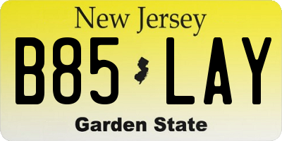NJ license plate B85LAY