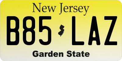 NJ license plate B85LAZ
