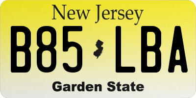 NJ license plate B85LBA