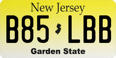 NJ license plate B85LBB