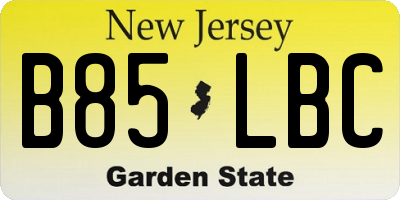 NJ license plate B85LBC