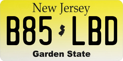 NJ license plate B85LBD