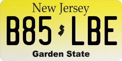 NJ license plate B85LBE