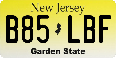 NJ license plate B85LBF