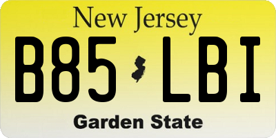 NJ license plate B85LBI