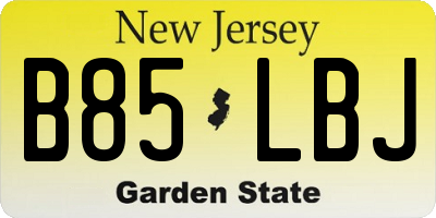 NJ license plate B85LBJ