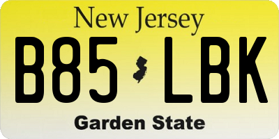 NJ license plate B85LBK