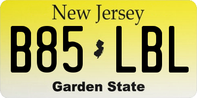 NJ license plate B85LBL