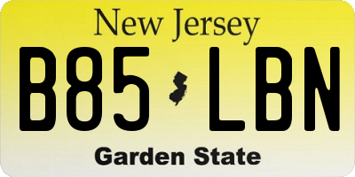NJ license plate B85LBN