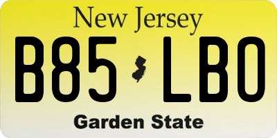NJ license plate B85LBO