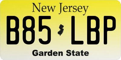 NJ license plate B85LBP