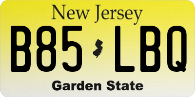NJ license plate B85LBQ