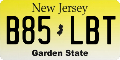NJ license plate B85LBT