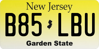 NJ license plate B85LBU