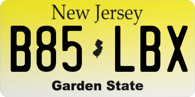 NJ license plate B85LBX