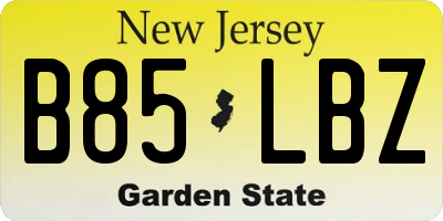 NJ license plate B85LBZ