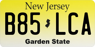 NJ license plate B85LCA