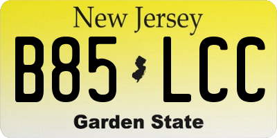 NJ license plate B85LCC