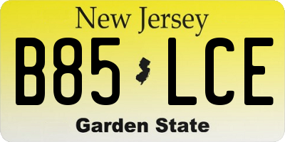 NJ license plate B85LCE