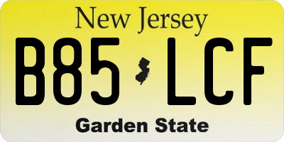 NJ license plate B85LCF