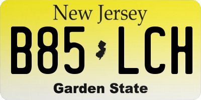 NJ license plate B85LCH