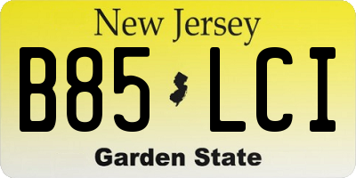 NJ license plate B85LCI