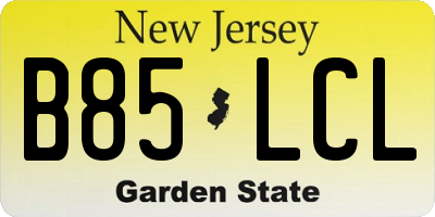 NJ license plate B85LCL