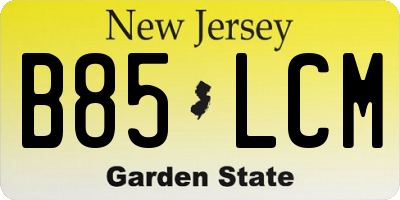 NJ license plate B85LCM