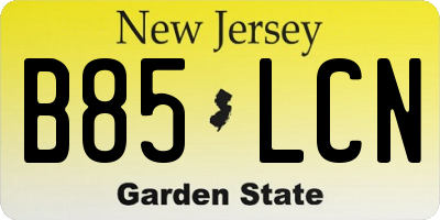 NJ license plate B85LCN