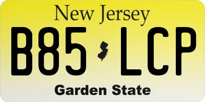 NJ license plate B85LCP