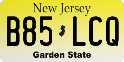NJ license plate B85LCQ