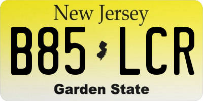 NJ license plate B85LCR