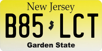 NJ license plate B85LCT