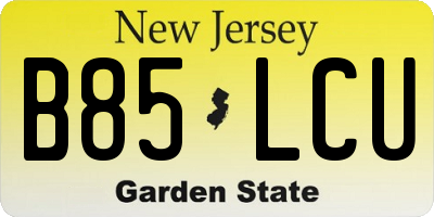 NJ license plate B85LCU
