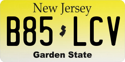 NJ license plate B85LCV