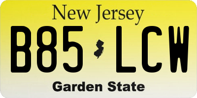 NJ license plate B85LCW