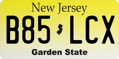 NJ license plate B85LCX