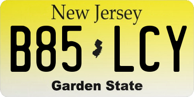 NJ license plate B85LCY
