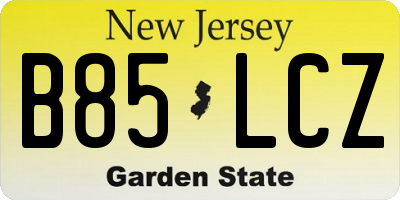 NJ license plate B85LCZ