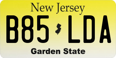 NJ license plate B85LDA