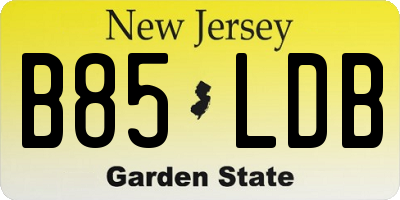 NJ license plate B85LDB