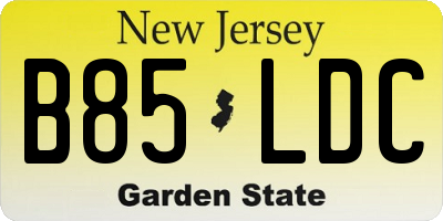 NJ license plate B85LDC