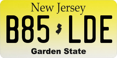 NJ license plate B85LDE