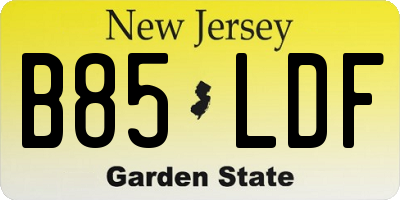 NJ license plate B85LDF