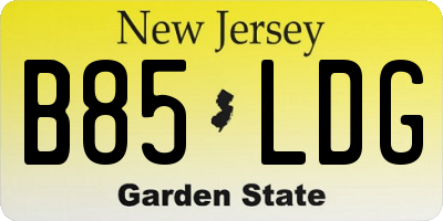 NJ license plate B85LDG