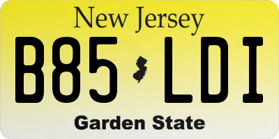 NJ license plate B85LDI